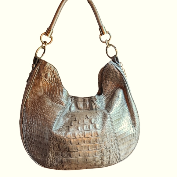 Gold Brahmin Melbourne Carmela Croc Embossed Hobo Shoulder Bag - Picture 2 of 8